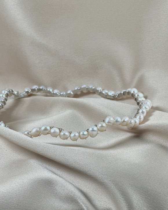 Silver Pearl wave headband
