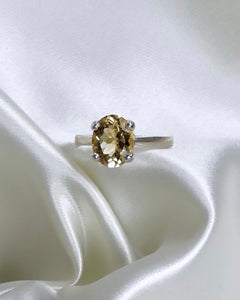 Pale Yellow Citrine Cocktail Ring - Oval