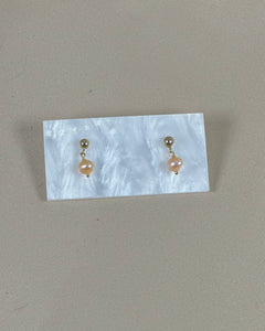 Pearl Drop Stud - Champagne Peach