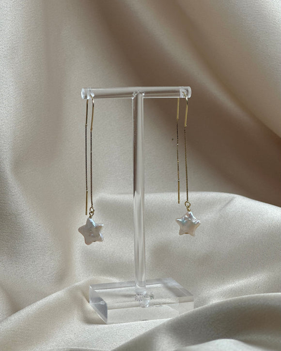 Keshi Star Chain Thread-Through Earrings