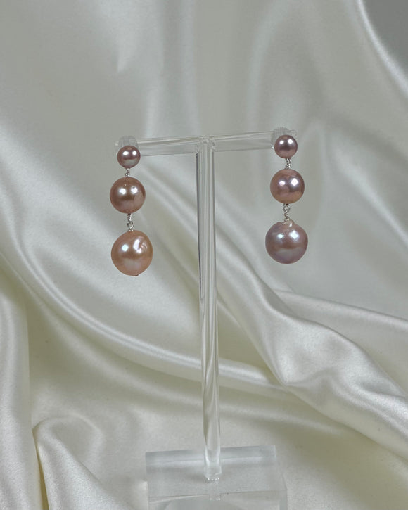 Tiered Pearl Earring - Dusky Pink