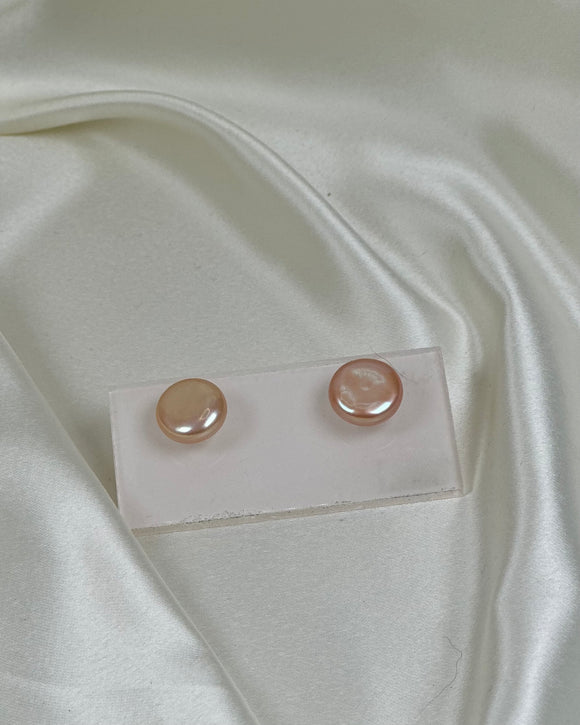 Peach Pearl Coin Stud