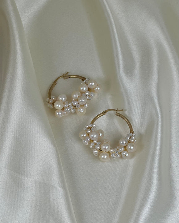 Statement Pearl Wrap Hoops