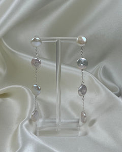 Quadruple Pearl Coin Chain Earring