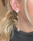 Quadruple Pearl Coin Chain Earring