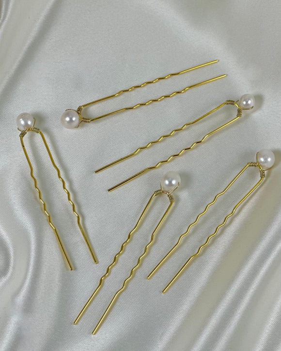 Gold Pearl Hair Pin - Medium