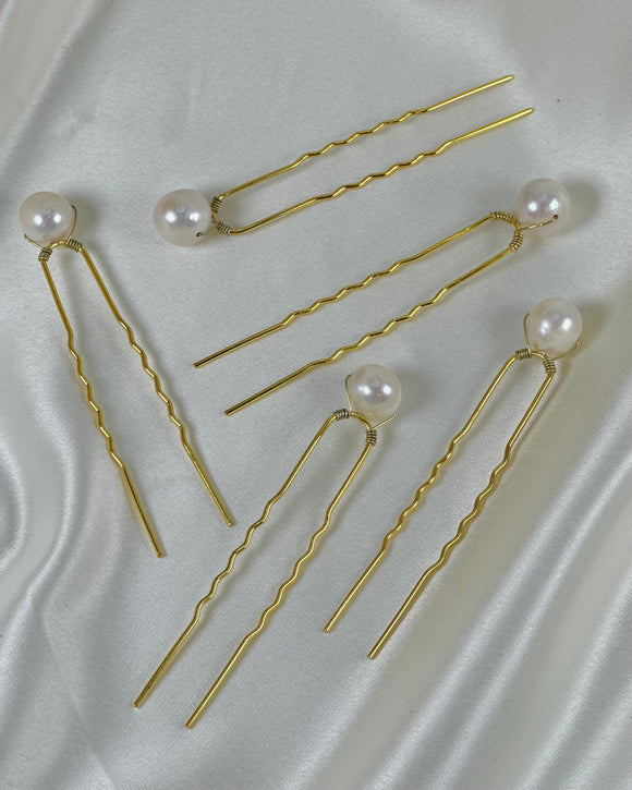 Gold Pearl Hair Pin - Large
