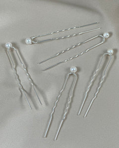 Silver Pearl Hair Pin - Small