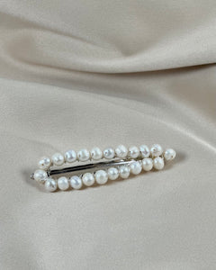 Silver Pearl hair slide - Teardrop