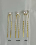 Gold Pearl Hair Pin - Large