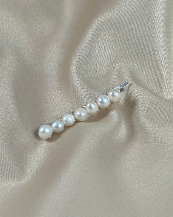 Silver Pearl hair slide - Bar