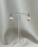 Double Pearl Drop Stud - Champagne Peach