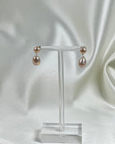 Teardrop Pearl Drop Stud - Champagne Peach