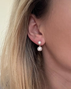 Double Pearl Drop Stud - Off White