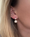Double Pearl Drop Stud - Off White