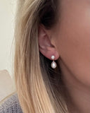 Teardrop Pearl Drop Stud - Off White