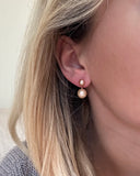 Double Pearl Drop Stud - Champagne Peach