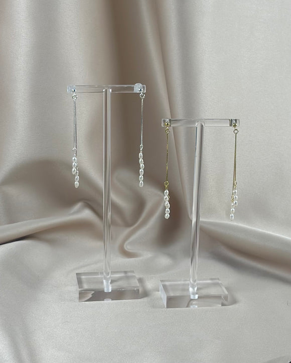 Keshi Rice Chain Earrings - Off White