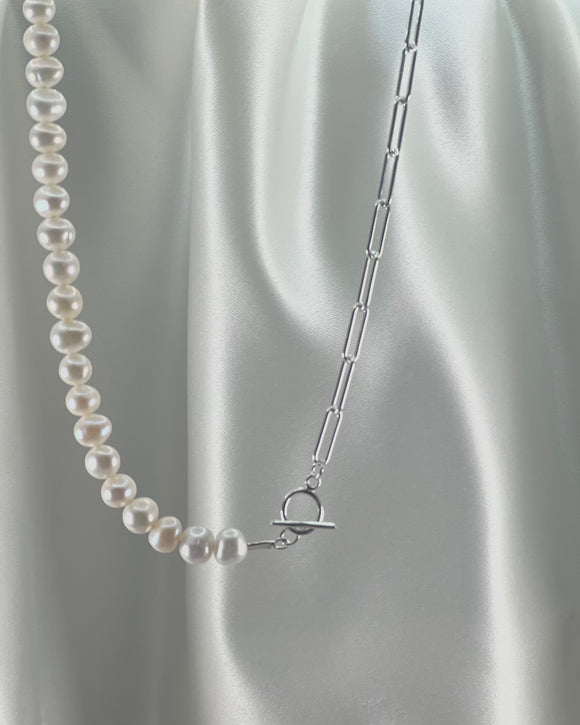 Pearl Paperclip Necklace